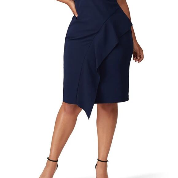 Parker black Tayla navy blue sheath mini formal dress 16 plus - Picture 4 of 9